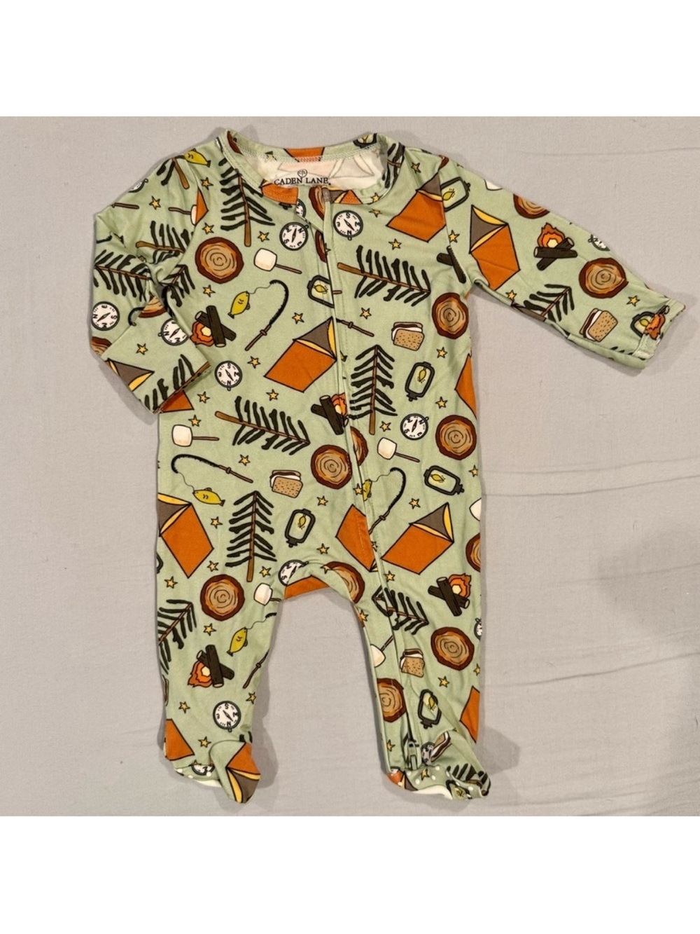 Caden Lane Cozy Camper Footie Boys NB Newborn Girls Bamboo Zipper Sleeper Pajama